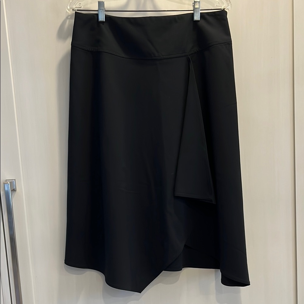 EUC Seventy navy blue A-line wool blend wrap
skirt made in Italy